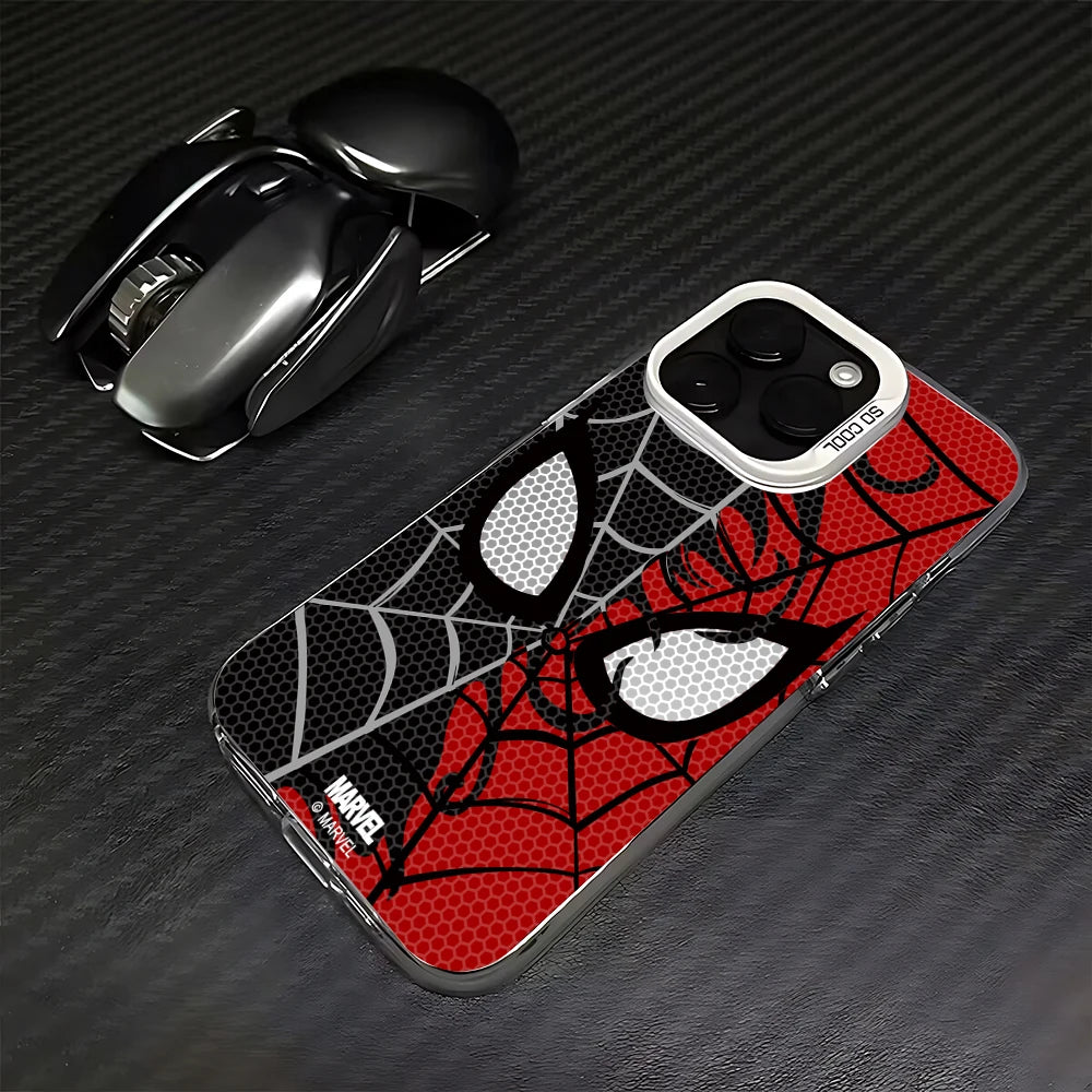 Spider Net Black Red Spider-Mans Phone Case For iPhone 16 15 14 13 12 11 Pro Max X XR 8 7 Plus Candy Matte Shockproof Back Cover