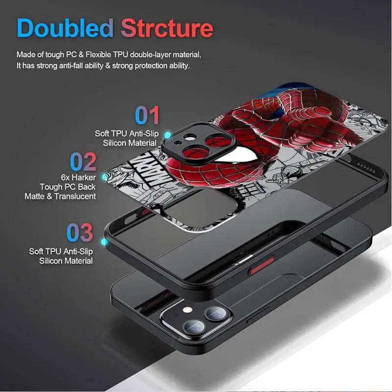 Spider-Man Venom Cover Phone Case for iPhone 11 12 Mini 13 14 16 15 Pro 15 16 Pro Max Matte Hard Shell