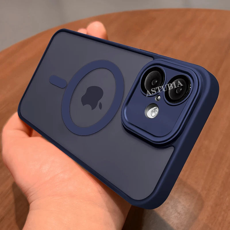 NEW Plain Magnetic Brown Lens Protection Phone Case for iPhone 16 15 14 13 12 11 Pro Max Plus Compatible Wireless Charge Cover