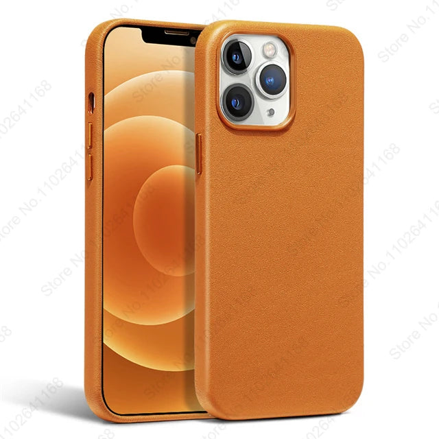 Official Original Animated Leather Cases for iPhone 16 13 14 15 Pro Max for Magsafe Magnetic Wireless Charging Cover For 15 Plus