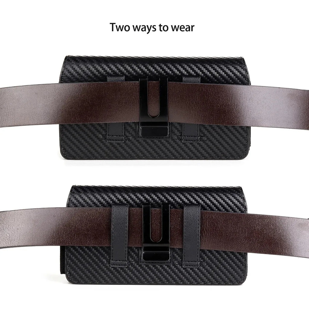 Universal Double Layer Phone Bag Case Pouch for 6 -7" Mobile Phone iPhone Huawei Samsung with Flip Waist Bag Belt Clip Cover