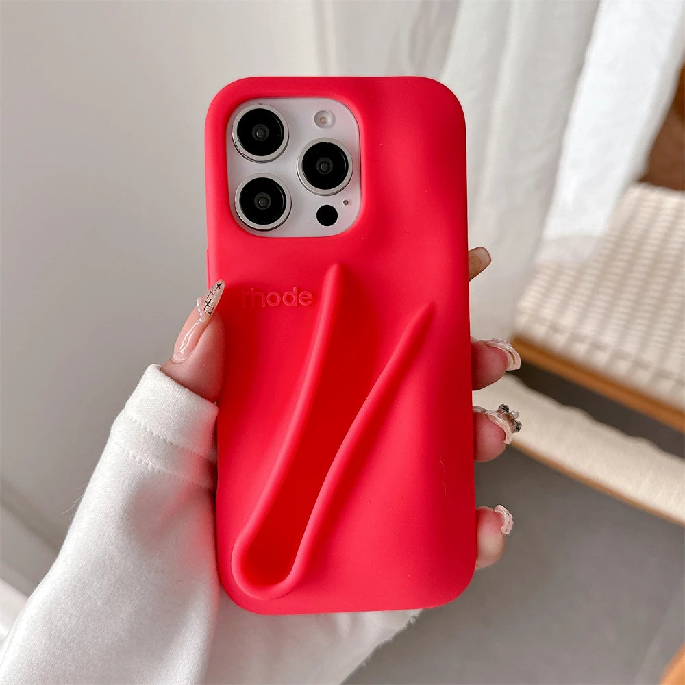 Luxury  DIY Lipstick Soft Silicone Case for iPhone 16 15 13 11 14 12 Pro Max Plus Portable Lip Gloss Holder Ins Phone Cover
