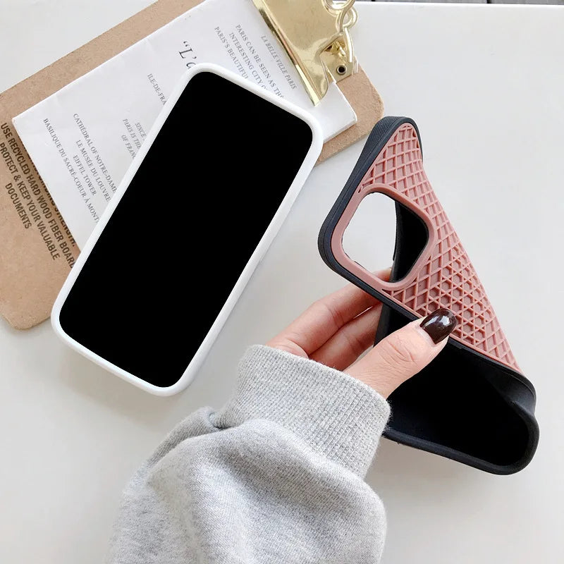 Case For iPhone 16 15 14 13 12 11 Pro Max XR XS X Waffle Shoe Sole Phone Case for iPhone 6 7 8Plus Silicone Back-Vans-case Cover