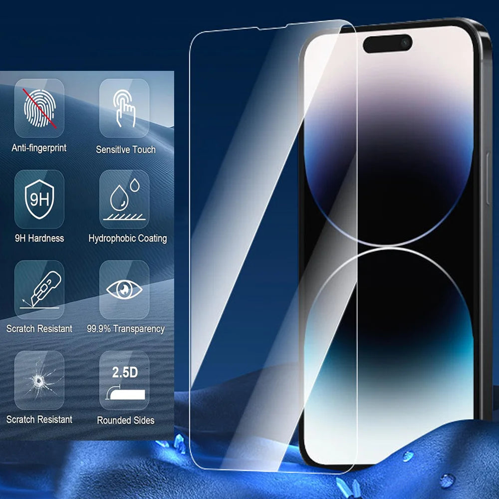 1~4Pcs HD Screen Protector For iPhone 16 15 14 Pro Max Tempered Glass For iPhone 11 12 13 Mini Camera Lens Film iPhone 16 Plus
