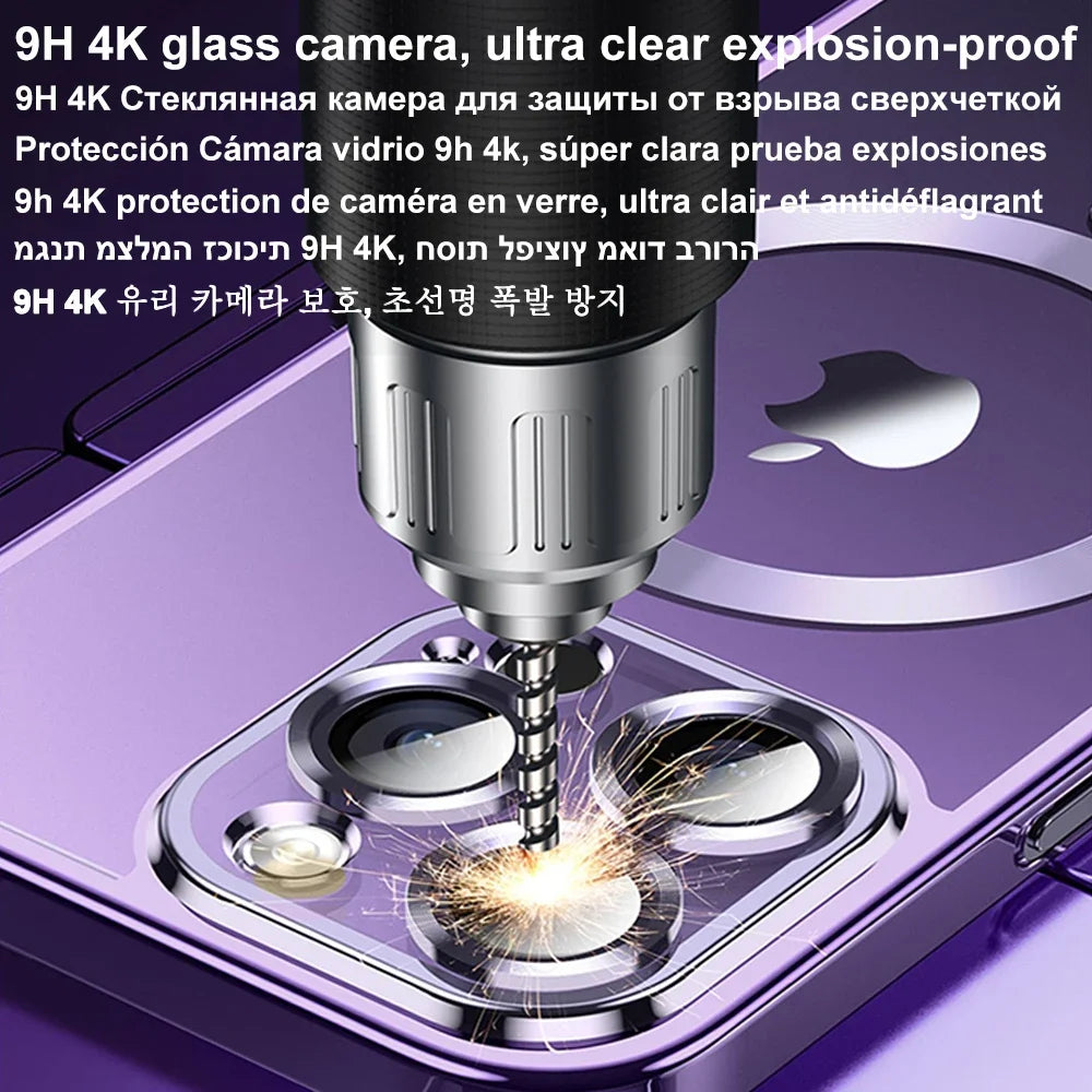 Magnetic Plating Case For iPhone 16e15 14 16 13 12 11 Pro Max With Camera Lens Protector Glass For Magsafe Wireless Charge Cover