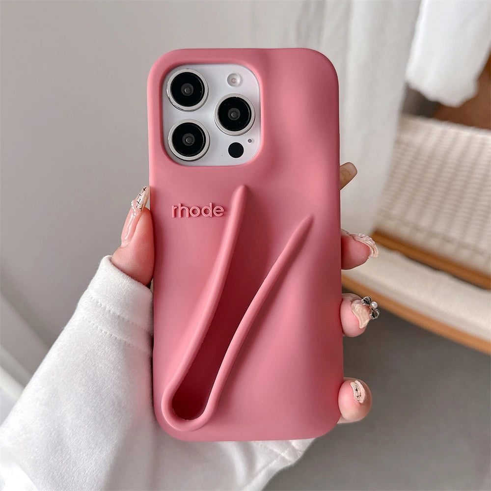 Luxury  DIY Lipstick Soft Silicone Case for iPhone 16 15 13 11 14 12 Pro Max Plus Portable Lip Gloss Holder Ins Phone Cover