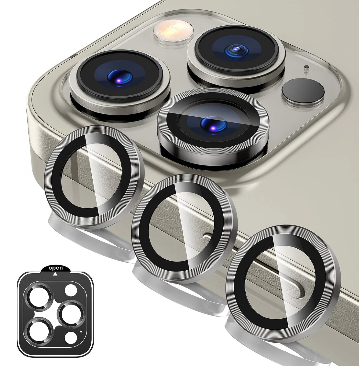 Titanium Tempered Glass Camera Lens Protector Cover For iPhone 16 15 Pro Max 14 Plus 13 Mini 12 11 15Pro 14Pro Phone Accessories