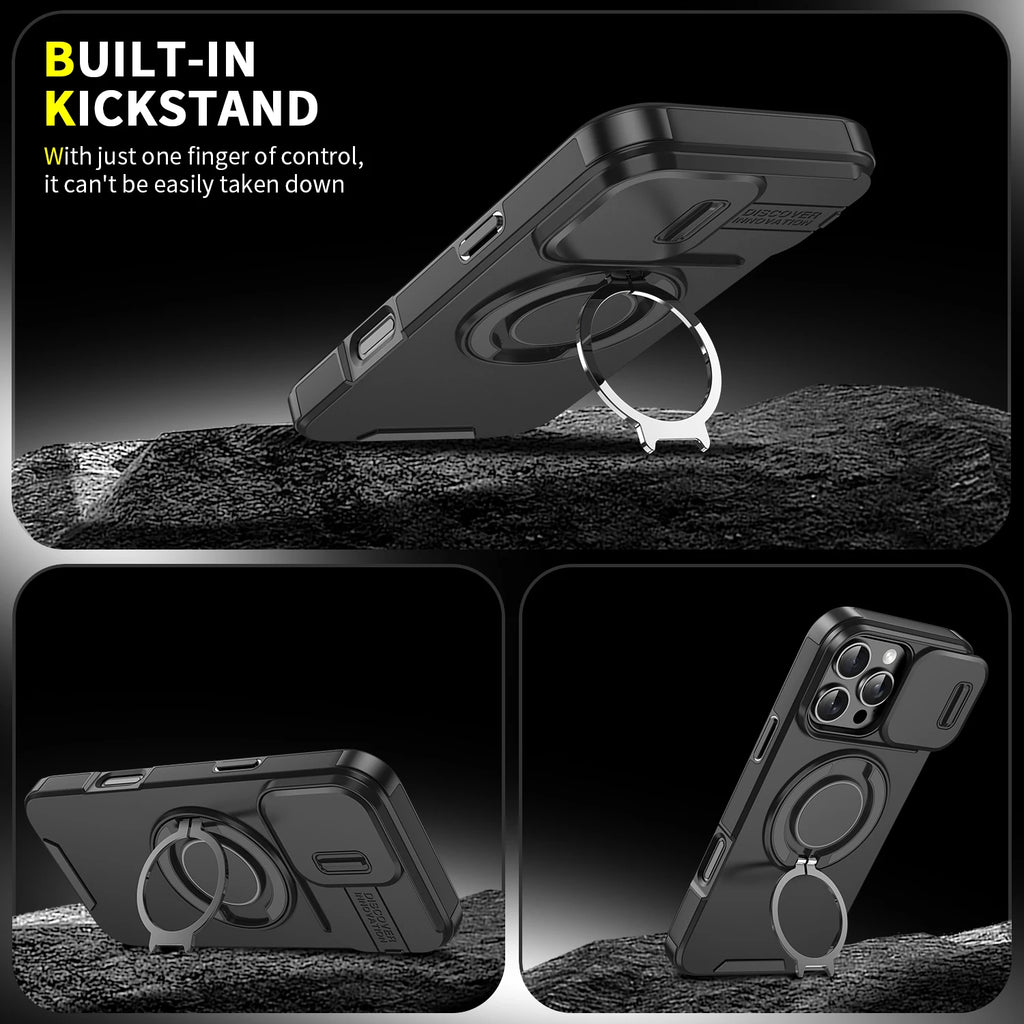 Luxury Magsafe Magnetic Wireless Charging Armor Case For iPhone 16 15 14 13 12 11 Pro Max Plus Slide Camera Protection PC Cover