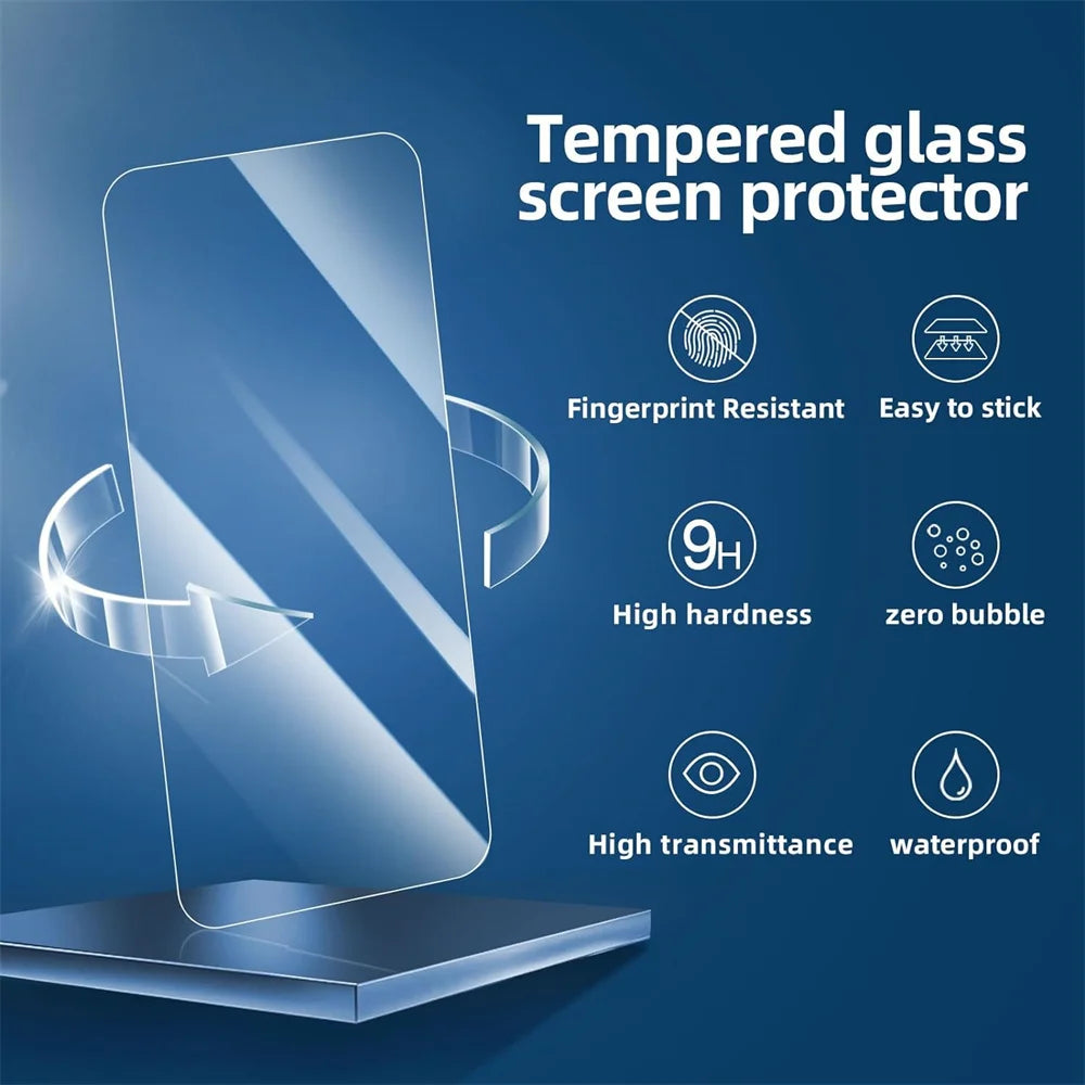 9H Camera Lens & Screen Protector For iPhone 16 15 Pro Max Tempered Glass For Apple iPhone 15 14 13 Pro Screen Protectors iPhone15 Plus Pelicula Cristal Temperado iPhone16 Phone Front Film iPhone 11 12 Mini 13 Verre