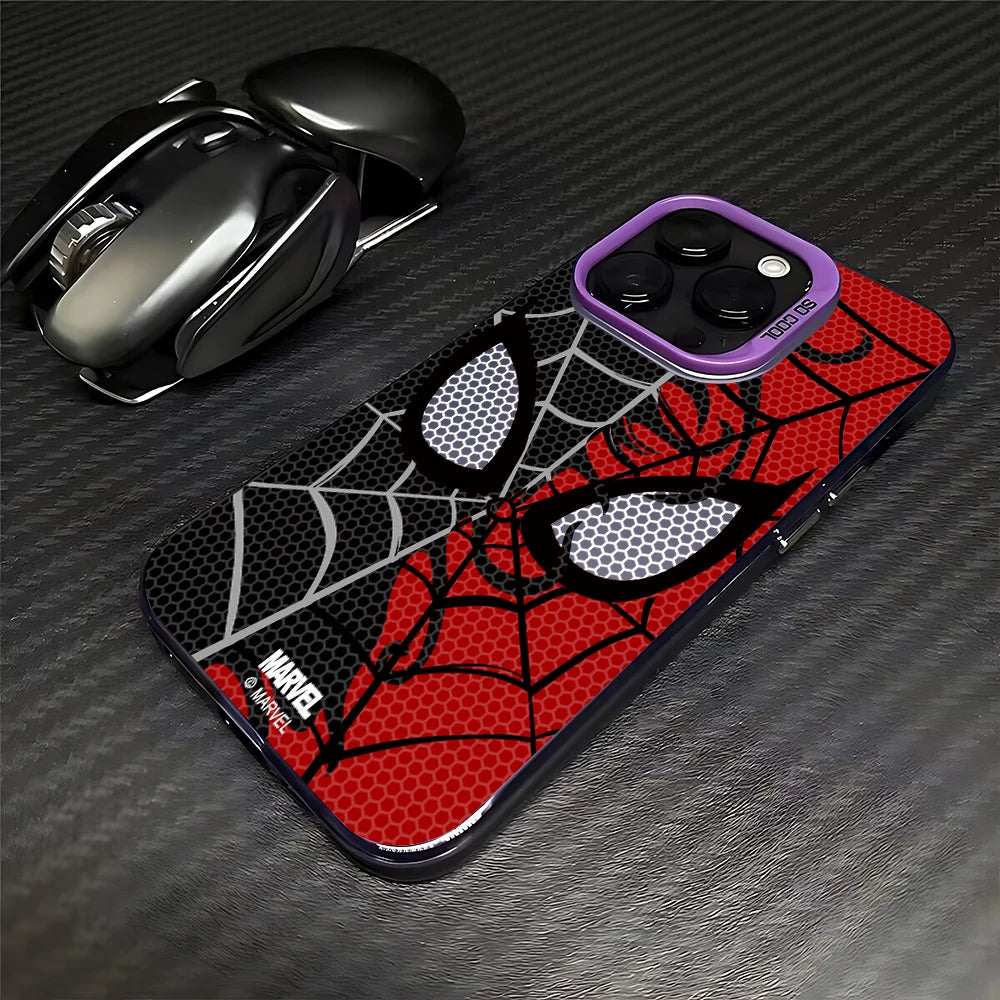Spider Net Black Red Spider-Mans Phone Case For iPhone 16 15 14 13 12 11 Pro Max X XR 8 7 Plus Candy Matte Shockproof Back Cover