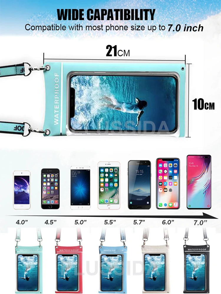 Waterproof Phone Case Pouch Bag For iPhone 17 16 15 14 13 Pro Max 17 Air 11 Samsung S25 S24 Ultra Water Proof Mobile Phone Cover