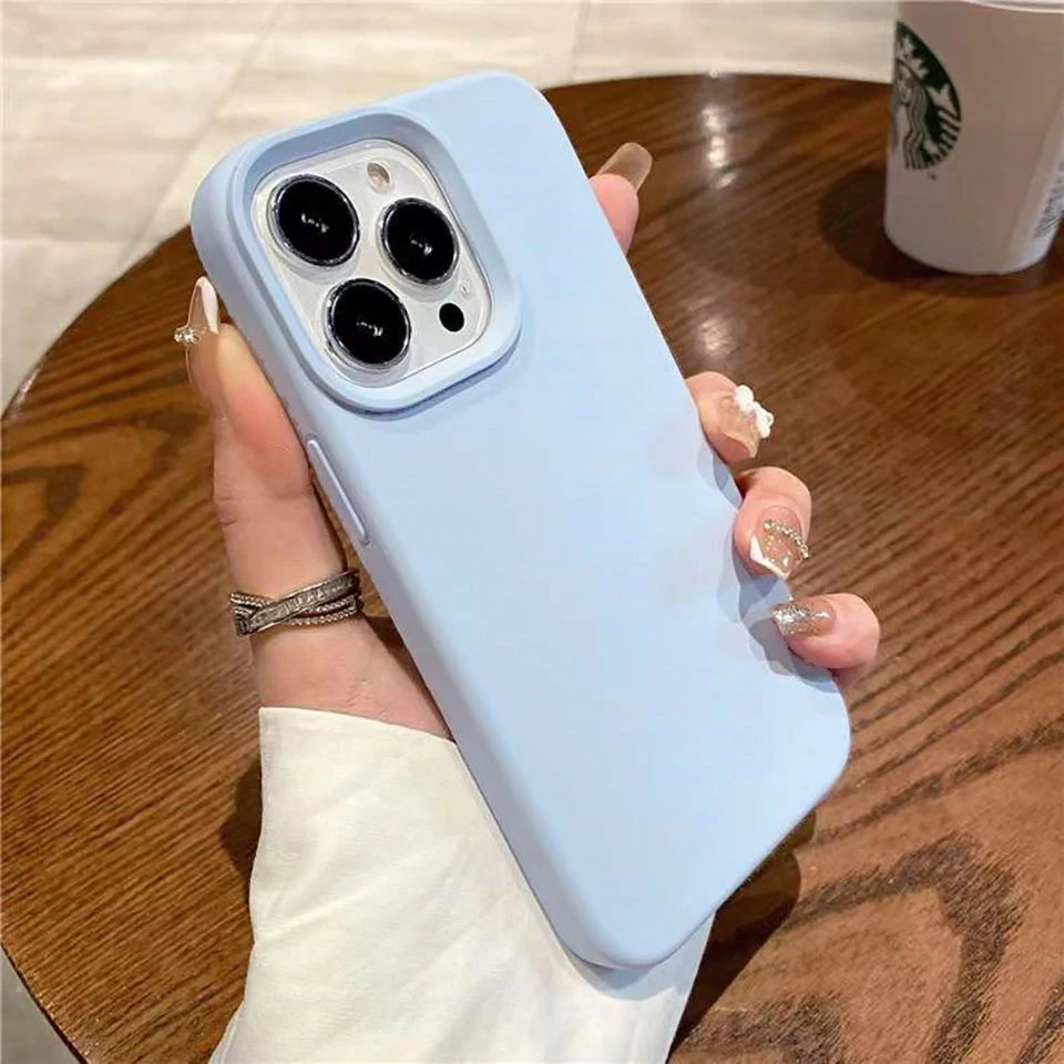 Liquid Silicone Case For iPhone 16 15 14 13 12 11 Pro Max Shockproof Soft Back Protection Cover For 16 series Phone Accessories