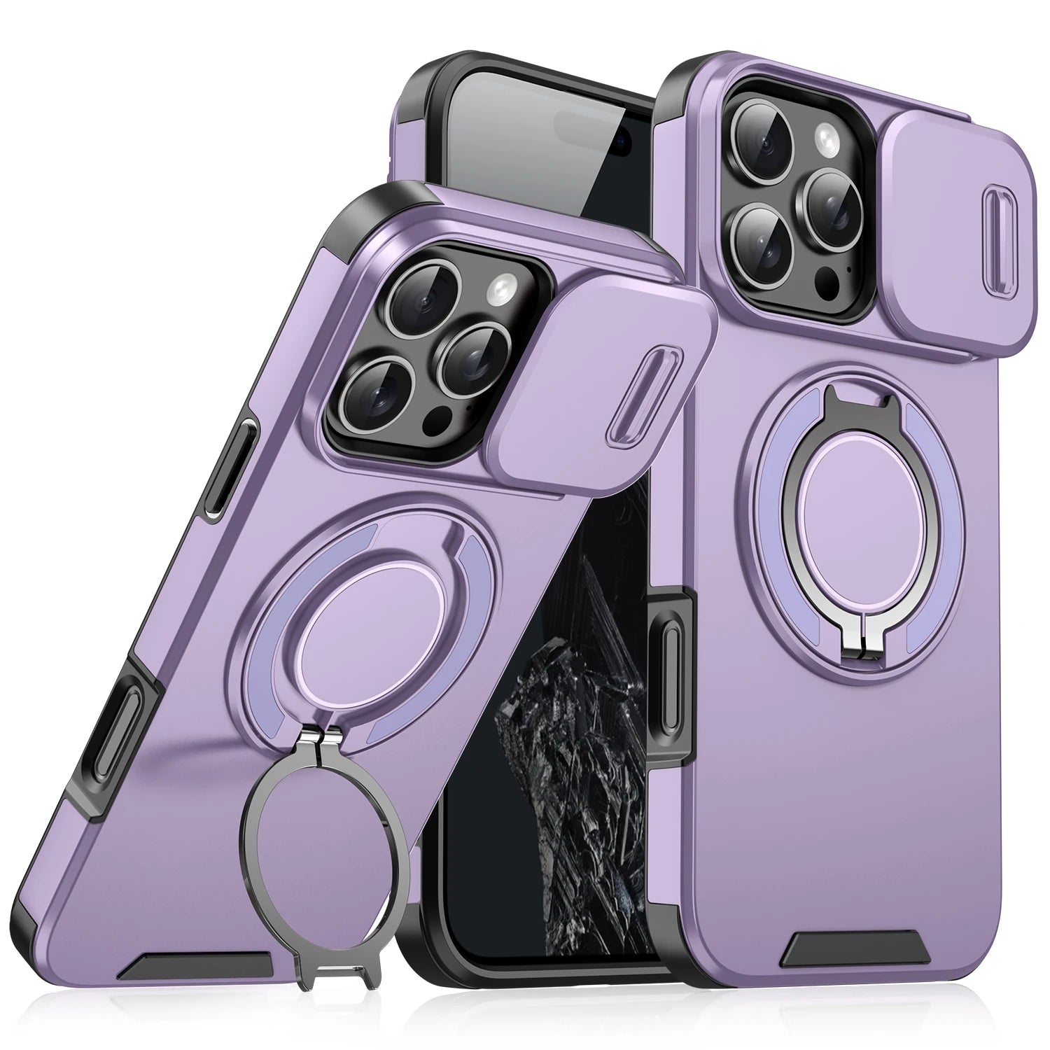 Luxury Magsafe Magnetic Wireless Charging Armor Case For iPhone 16 15 14 13 12 11 Pro Max Plus Slide Camera Protection PC Cover