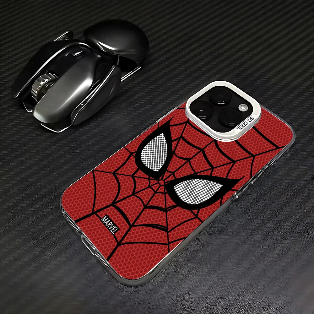 Spider Net Black Red Spider-Mans Phone Case For iPhone 16 15 14 13 12 11 Pro Max X XR 8 7 Plus Candy Matte Shockproof Back Cover
