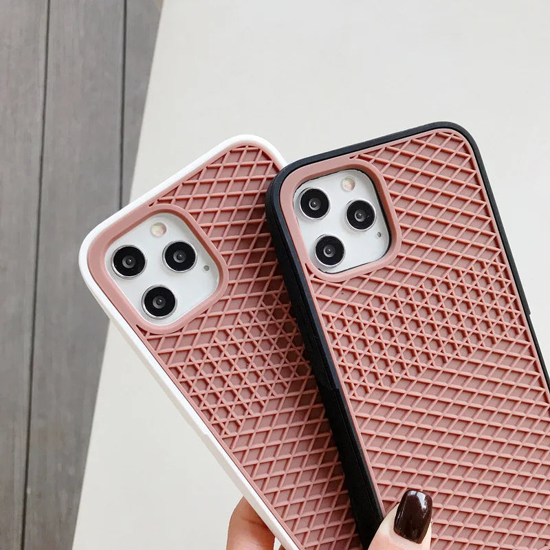 Case For iPhone 16 15 14 13 12 11 Pro Max XR XS X Waffle Shoe Sole Phone Case for iPhone 6 7 8Plus Silicone Back-Vans-case Cover