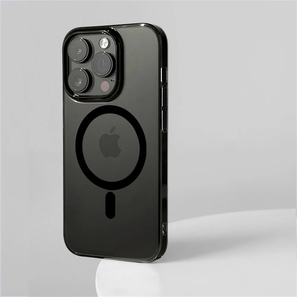 Ultra Thin Hard PC HD Transparent Magnetic Case For iPhone 16 15 14 13 12 Pro Max Plus Magsafe Wireless Charge Clear Back Cover