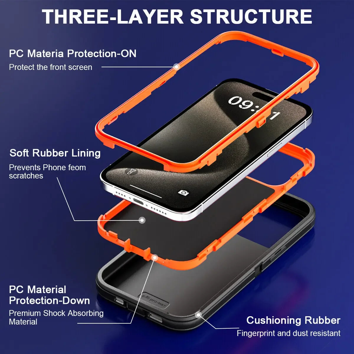 3 in 1 Defend Case For iPhone 16 11 12 13 14 Pro Max 15 Plus 7 8 SE 2022 Xs XR Original Heavy Duty Shockproof Hybrid Cover Cases