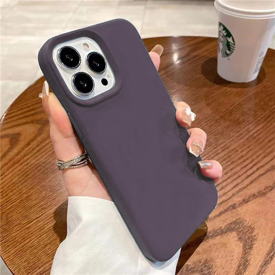 Liquid Silicone Case For iPhone 16 15 14 13 12 11 Pro Max Shockproof Soft Back Protection Cover For 16 series Phone Accessories