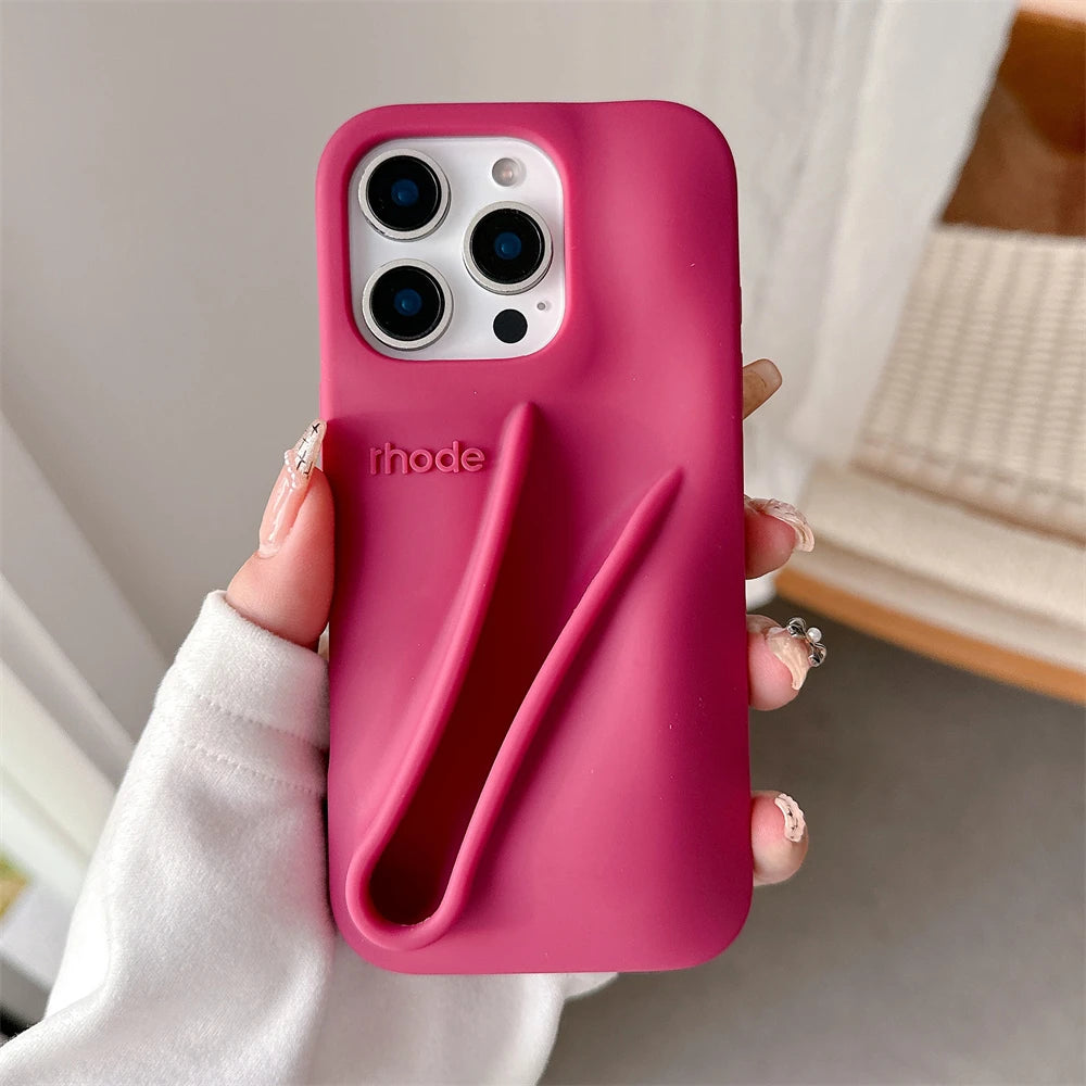 Luxury  DIY Lipstick Soft Silicone Case for iPhone 16 15 13 11 14 12 Pro Max Plus Portable Lip Gloss Holder Ins Phone Cover