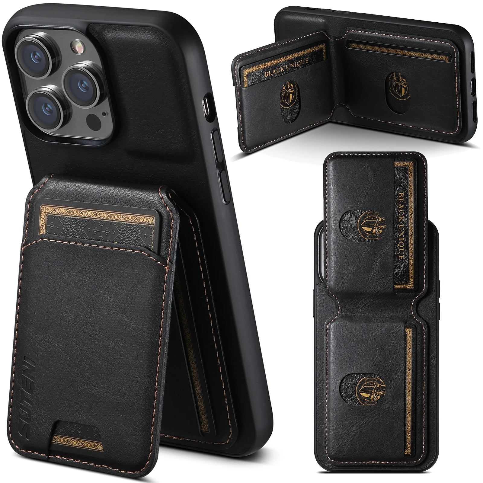 Card Holder Leather Magnetic Pocket Cover Wallet Phone Case For iPhone X XS XR 11 12 13 14 15 Plus 16 Pro Max