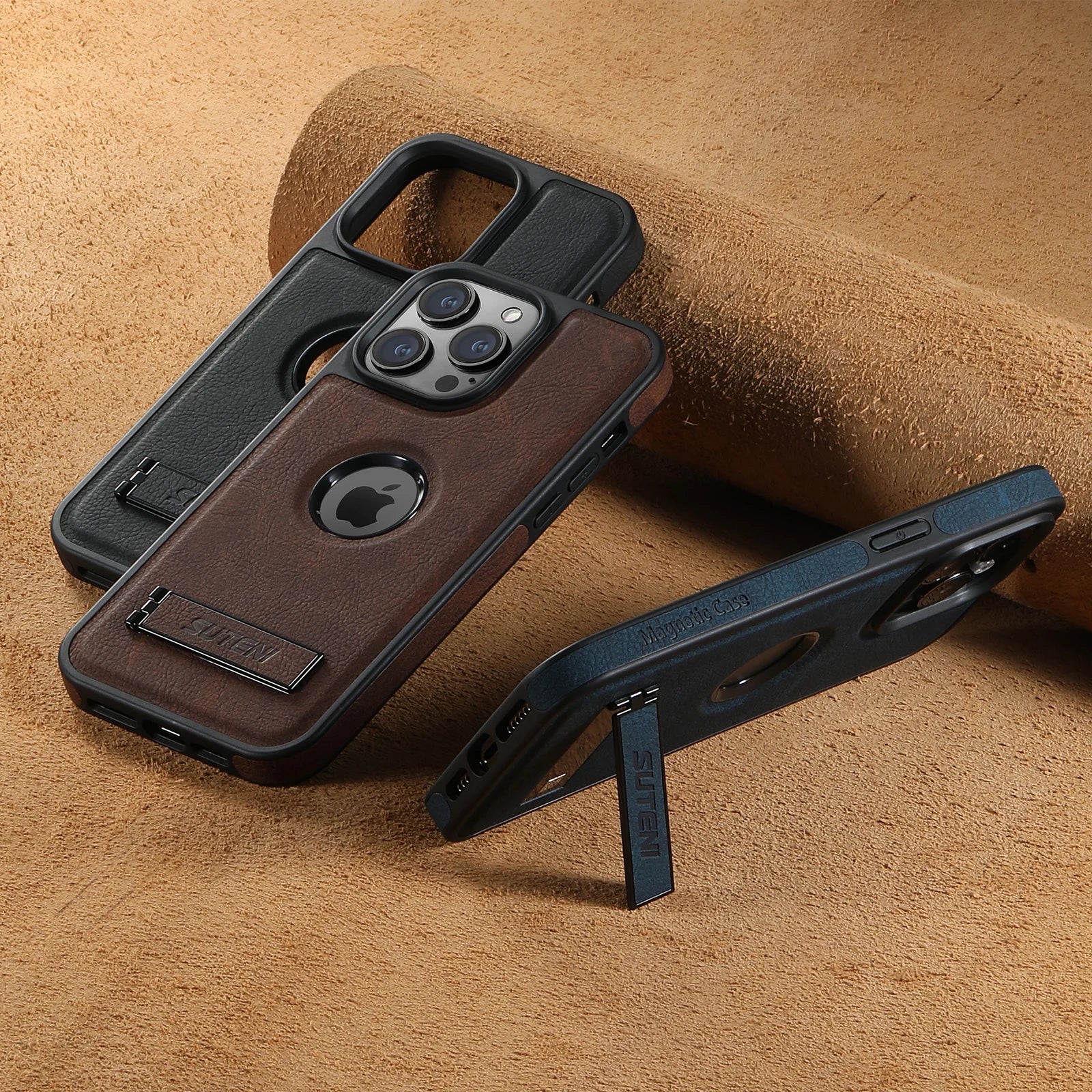Luxury PU Leather MagSafe Magnetic Wireless Charging Case Stand Phone Case For iPhone 16 Pro Max 15 Plus 14 13 12