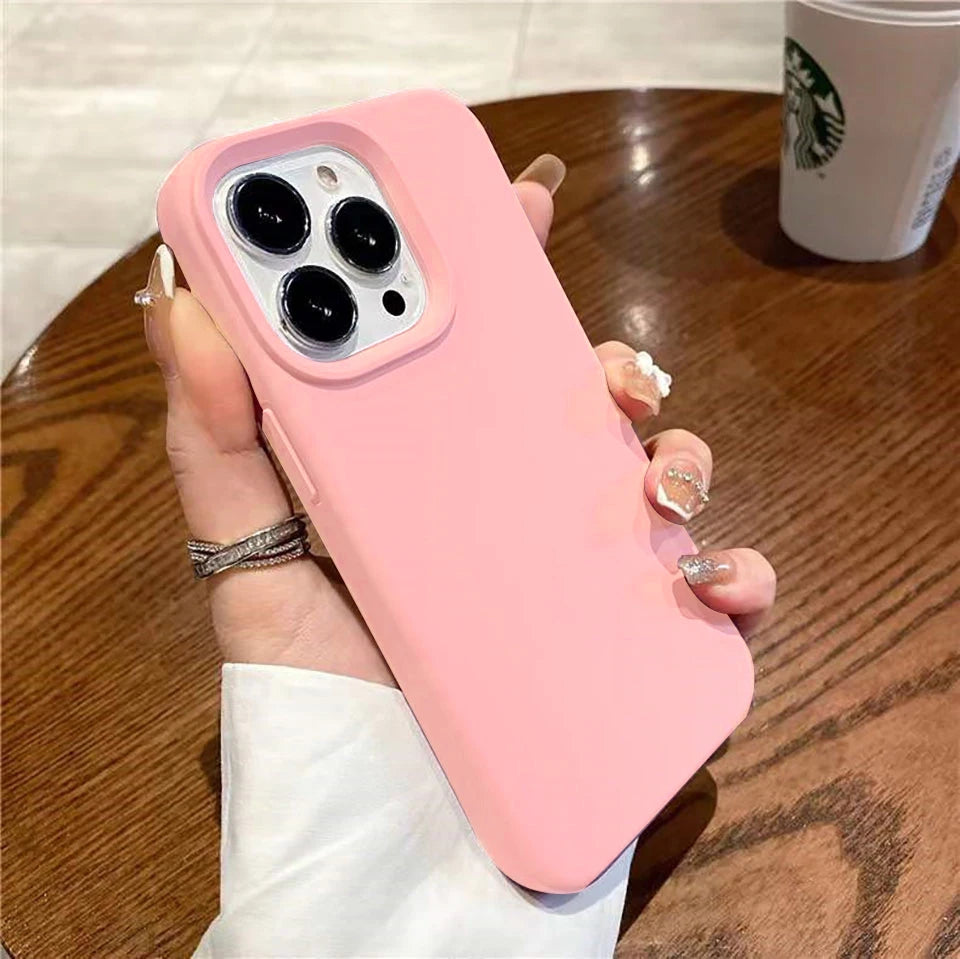 Liquid Silicone Case For iPhone 16 15 14 13 12 11 Pro Max Shockproof Soft Back Protection Cover For 16 series Phone Accessories