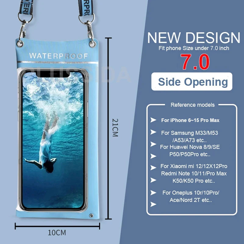 Waterproof Phone Case Pouch Bag For iPhone 17 16 15 14 13 Pro Max 17 Air 11 Samsung S25 S24 Ultra Water Proof Mobile Phone Cover