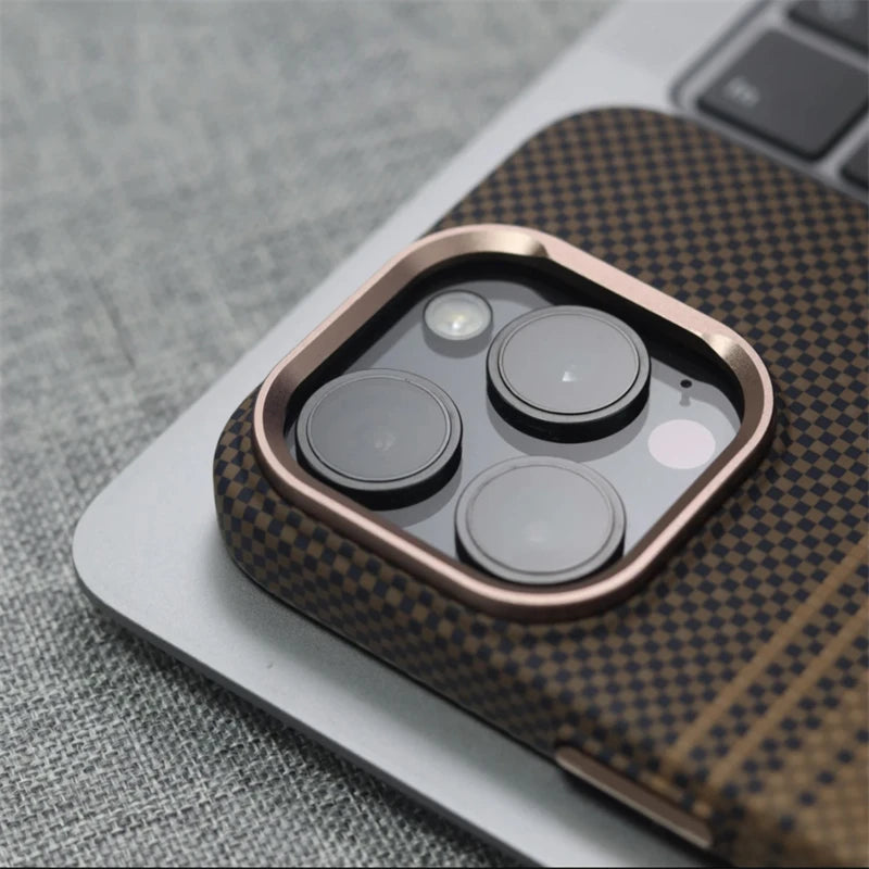 Luxury Carbon Fiber Relief Magsafe Phone Case For iPhone 13 14 15 16 Pro Max Metal Lens Matte Wireless Charging Shockproof Cover