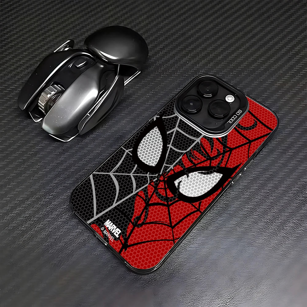 Spider Net Black Red Spider-Mans Phone Case For iPhone 16 15 14 13 12 11 Pro Max X XR 8 7 Plus Candy Matte Shockproof Back Cover
