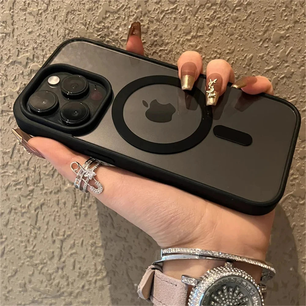 Luxury Clear Magnetic Wireless Charge For Magsafe Case For iPhone 16 15 13 12 11 Pro Max 15 14 Plus Phone Cases Shockproof Cover