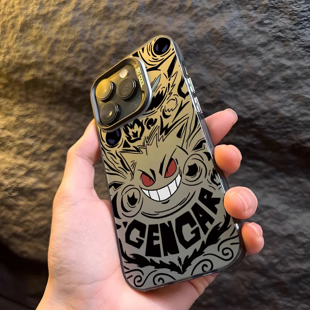 Anime Gengar Phone Case for iPhone 16 15 14 Plus 13 12 11 Pro Max X Xs XR 8 7 Matte Colorful Silver Hard Cover