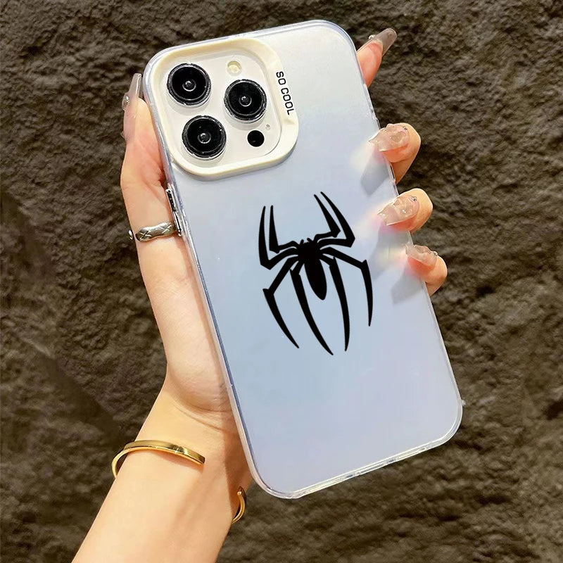 Bat Spider Pattern Matte Texture Phone Case For iPhone 16 15 14 13 12 11 Pro Max 16E XS XR 7 8 Plus SE2 Shockproof Bumper Cover
