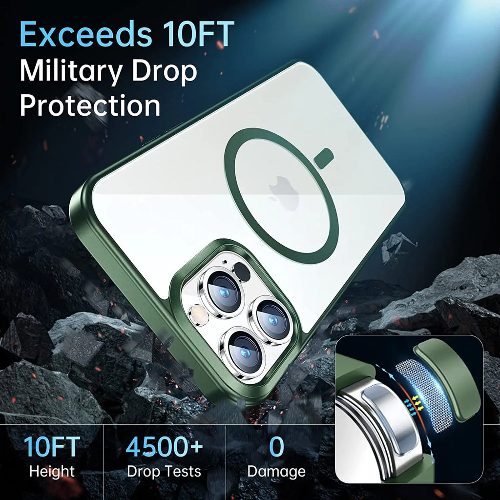 Original Luxury Green Case For Magsafe iPhone 16 15 14 Plus 13 Pro Max 12 11 SE 2022 iPhone13 14Pro 13Pro Phone Cover Accessory