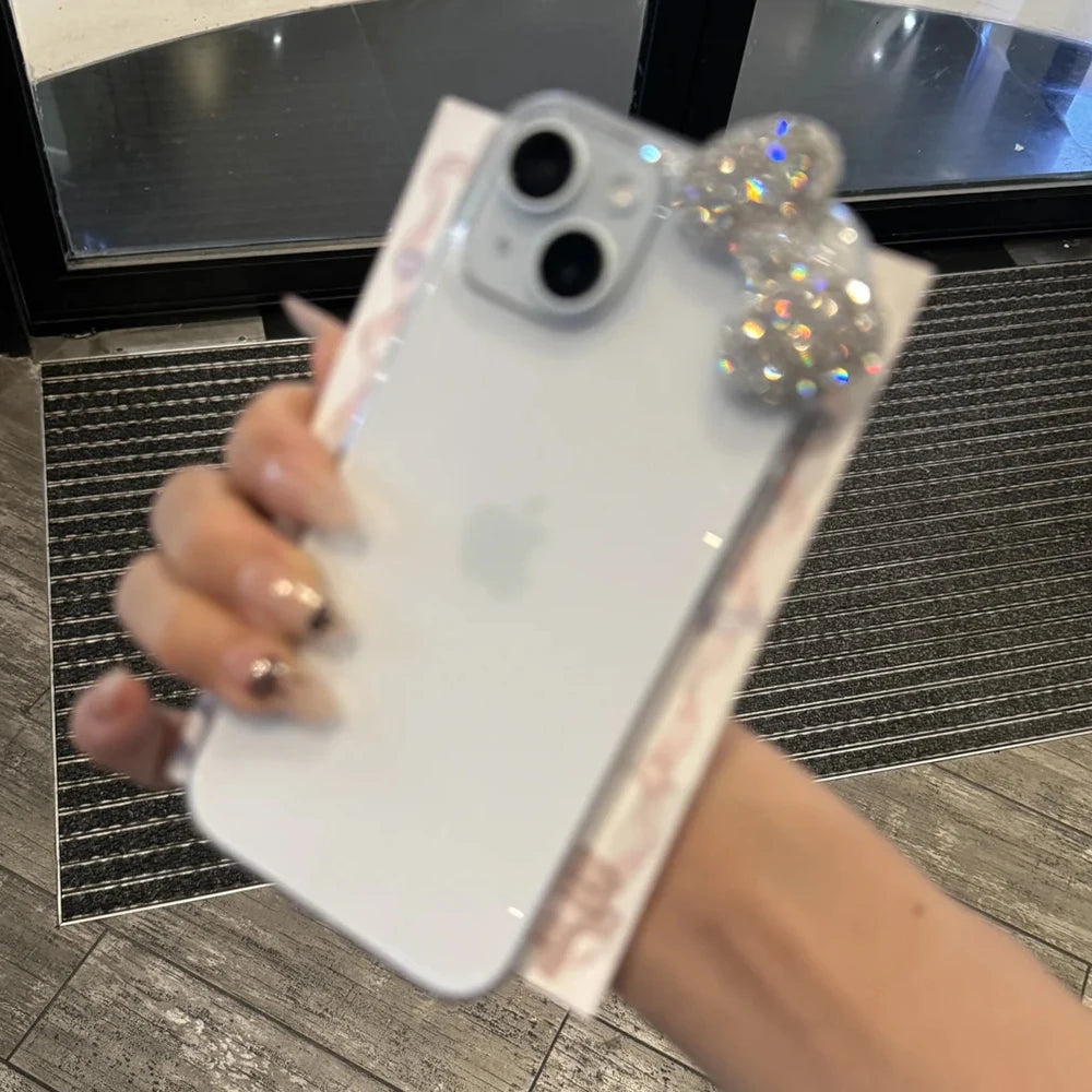 Luxury Bling 3D Diamond Bowknot Tansparent Phone Case For iPhone 16 15 14 13 11 12 Pro Max Plus X XR XS Lovely Soft Cover Funda