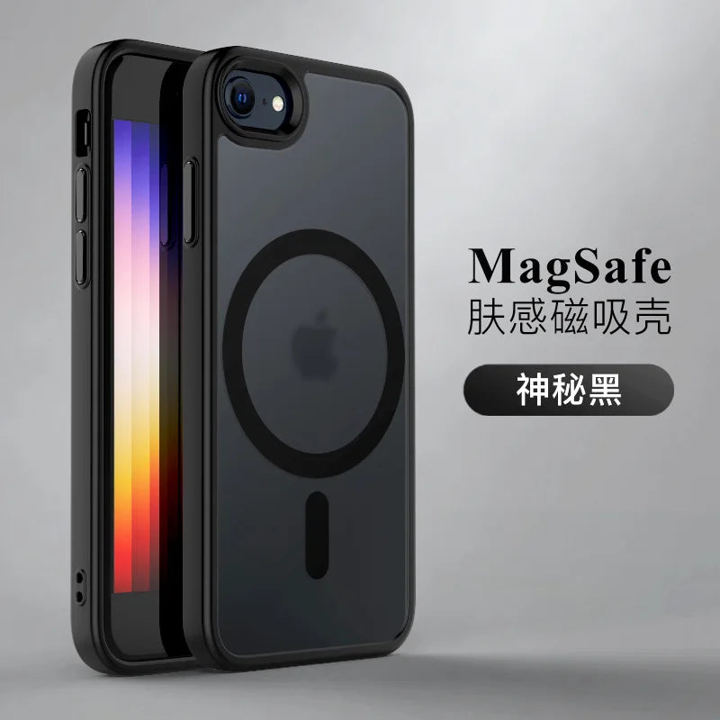 Magnetic Case For Magsafe Mag Safe iPhone SE 3 2 2022 2020 8 16 E 16e 16Pro 15 Pro Max 14 Plus 13 12 11 Black Cover Accessories
