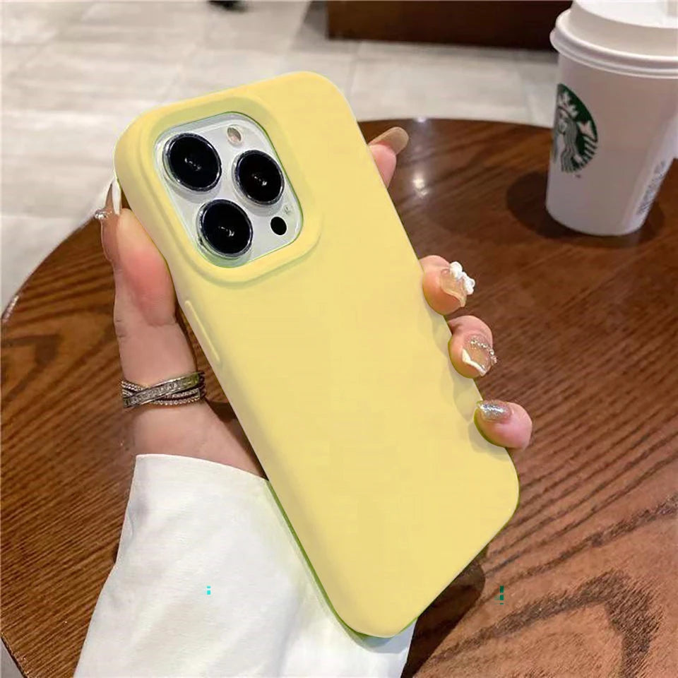 Liquid Silicone Case For iPhone 16 15 14 13 12 11 Pro Max Shockproof Soft Back Protection Cover For 16 series Phone Accessories