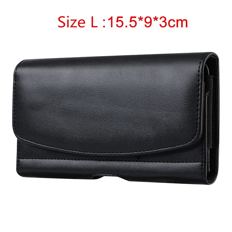 Universal Leather Phone Holster Belt Case Mobile Phone Bag For iPhone 14 13 Samsung Huawei Xiaomi Men Waist Bag Pouch Pack