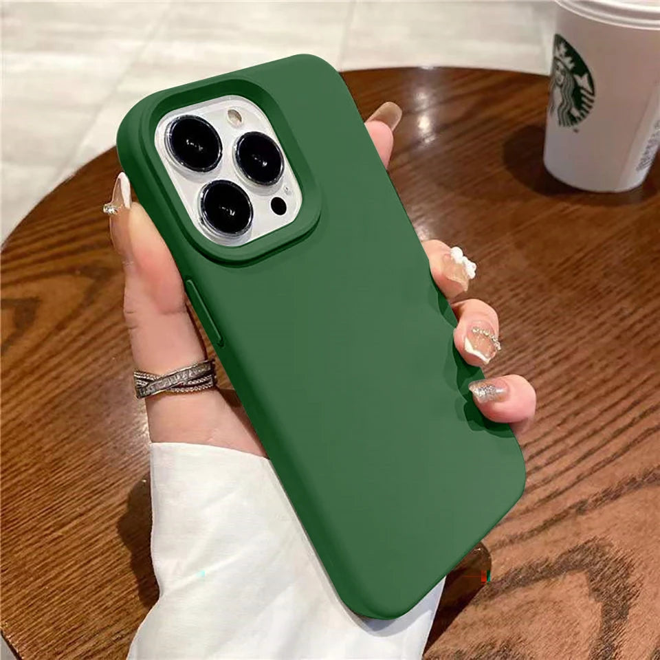 Liquid Silicone Case For iPhone 16 15 14 13 12 11 Pro Max Shockproof Soft Back Protection Cover For 16 series Phone Accessories