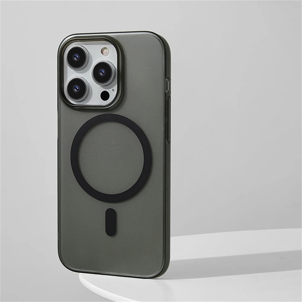 Ultra Thin Hard PC HD Transparent Magnetic Case For iPhone 16 15 14 13 12 Pro Max Plus Magsafe Wireless Charge Clear Back Cover