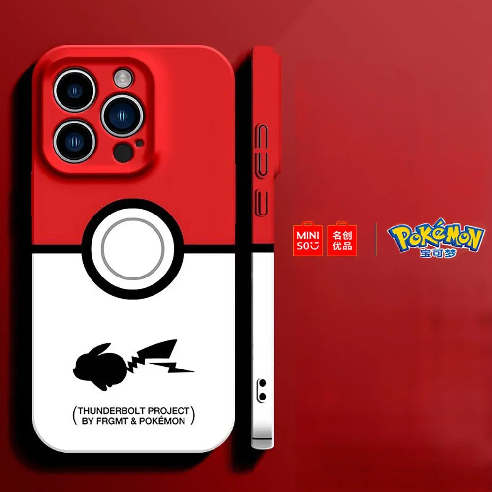 Pokemon Collaboration Pikachu Gengar Phone Case For iPhone 15 14 13 11 12 16 Pro Max Plus Stiff Hard Phone Case
