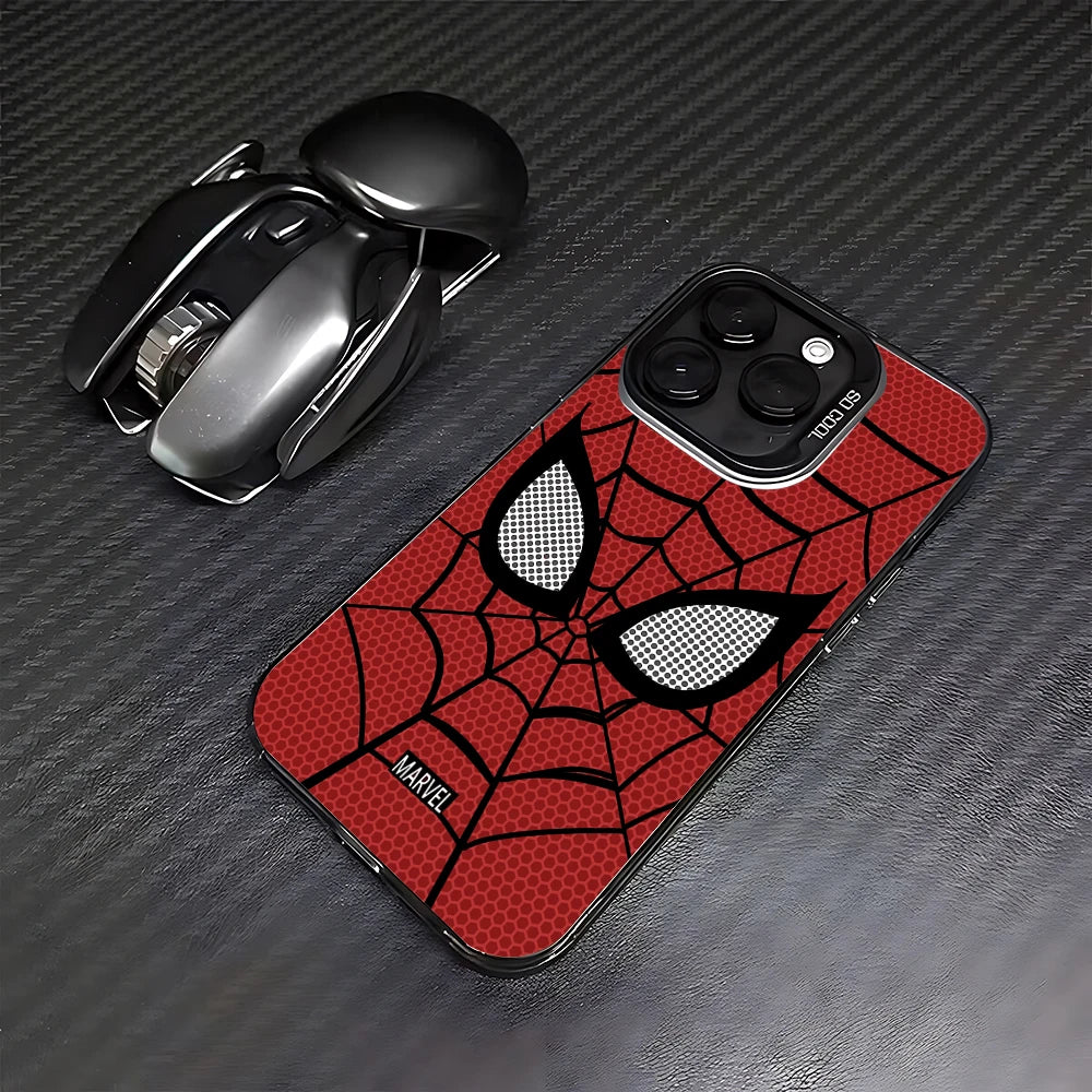 Spider Net Black Red Spider-Mans Phone Case For iPhone 16 15 14 13 12 11 Pro Max X XR 8 7 Plus Candy Matte Shockproof Back Cover